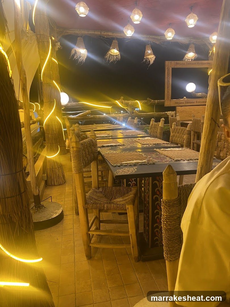 Rustic Restaurant Interior at Night