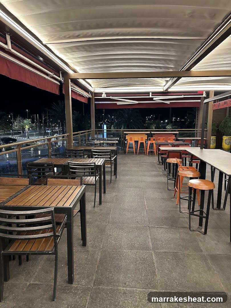 Outdoor Restaurant Patio at Night
