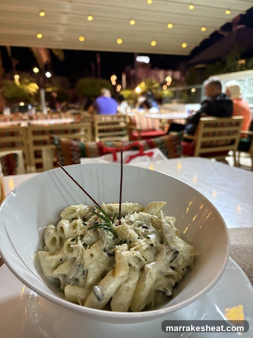 Pasta Dish at Outdoor Restaurant
