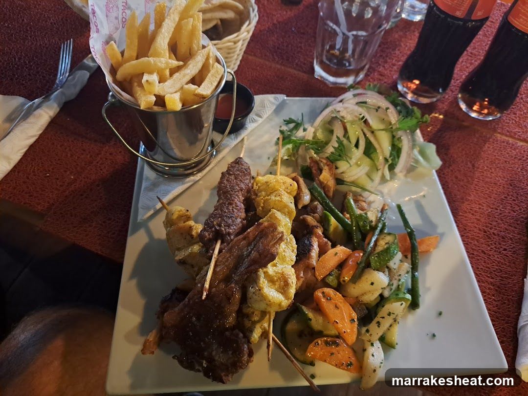 Grilled Skewers and Fries Meal