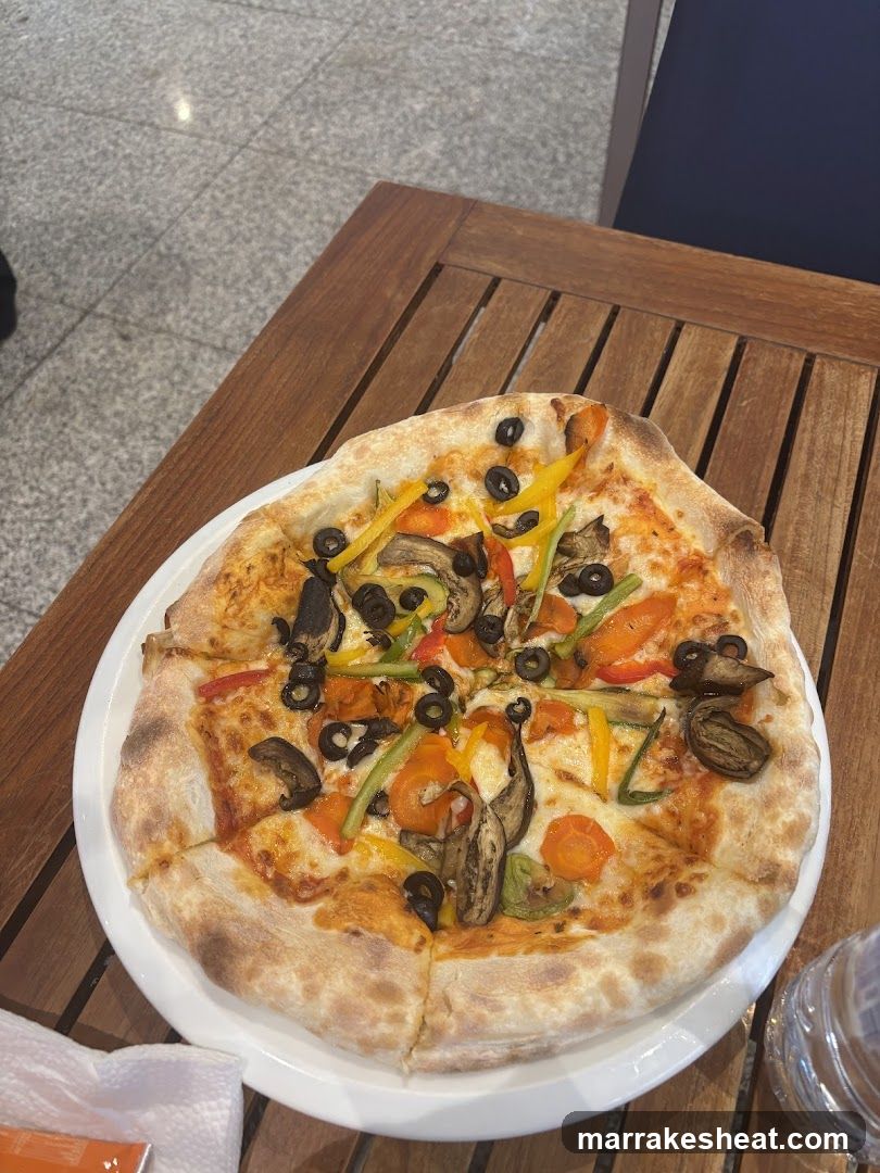 Vegetable Pizza on Wooden Table