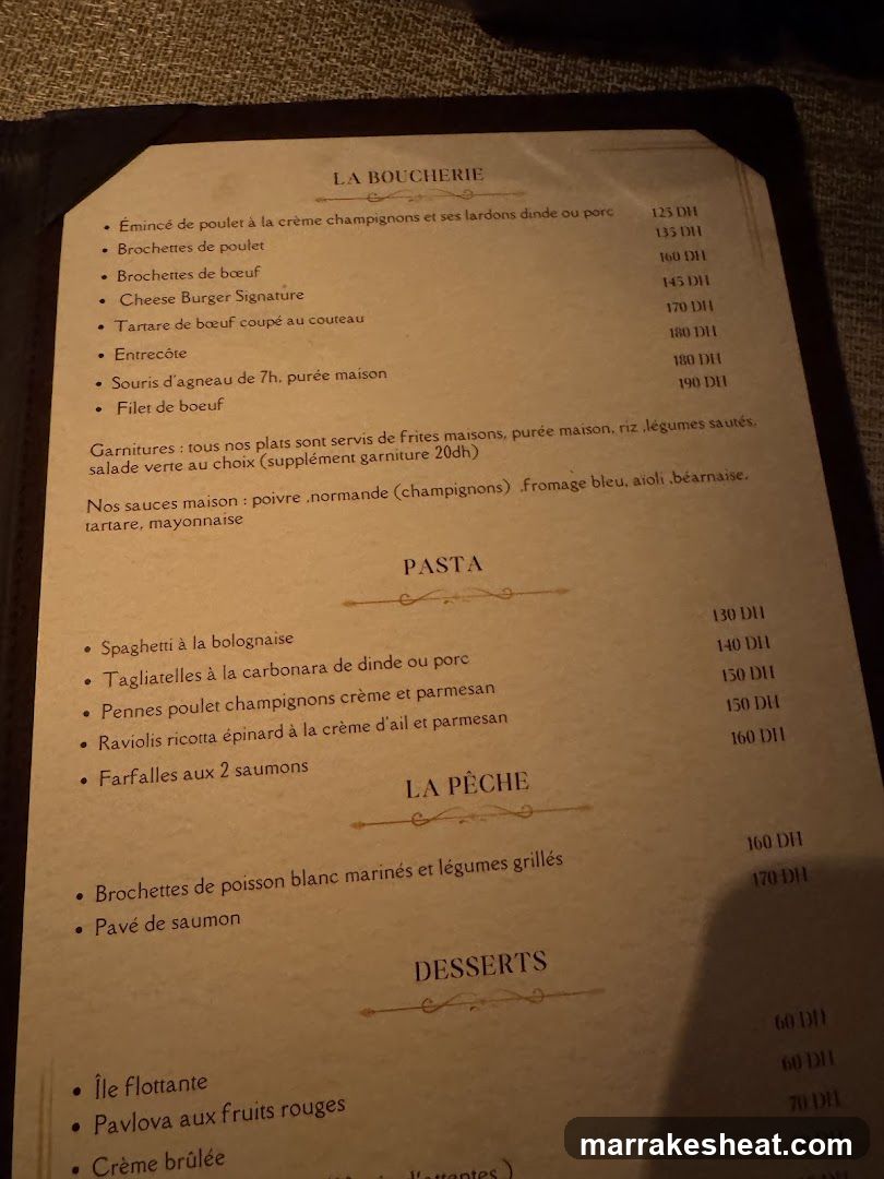 La Boucherie Menu